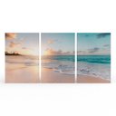 Ver imagem 1 de Kit 3 Quadros Retangulares - Praia Ao Entardecer