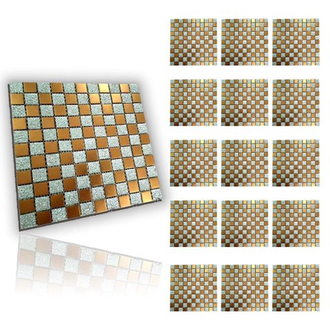 Pastilha de Vidro Kit 15 Uni Adesiva Parede Cozinha Sala Banheiro Decorativa Moderna Requintado Faci