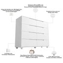 Ver imagem 5 de Cômoda Grande para Quarto 8 Gavetas Biella A04 Flex Branco Freijó - Lyam Decor