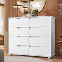Ver imagem 4 de Cômoda Grande para Quarto 8 Gavetas Biella A04 Flex Branco Freijó - Lyam Decor