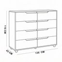 Ver imagem 6 de Cômoda Grande para Quarto 8 Gavetas Biella A04 Flex Branco Freijó - Lyam Decor