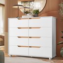 Ver imagem 3 de Cômoda Grande para Quarto 8 Gavetas Biella A04 Flex Branco Freijó - Lyam Decor