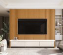 Ver imagem 1 de Rack Monaco com Painel Sierra para TV até 75 Polegadas 3 Gavetas Ripado MDF/MDP Pés em Madeira