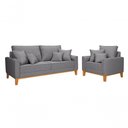 Ver imagem 2 de Kit Sofá Beny + 2 Poltronas para Sala Confortável Linho Cinza Claro