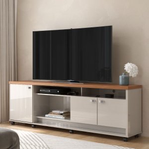 Rack para Tv até 75 Polegadas Dallas com 3 Portas e Rodízios Lukaliam