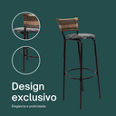 Ver imagem 4 de Kit 2 Banquetas 80cm para Balcão Ilha Bancada Área Gourmet Encosto em Junco Banco Itagold