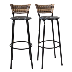 Kit 2 Banquetas 80cm para Balcão Ilha Bancada Área Gourmet Encosto em Junco Banco Itagold