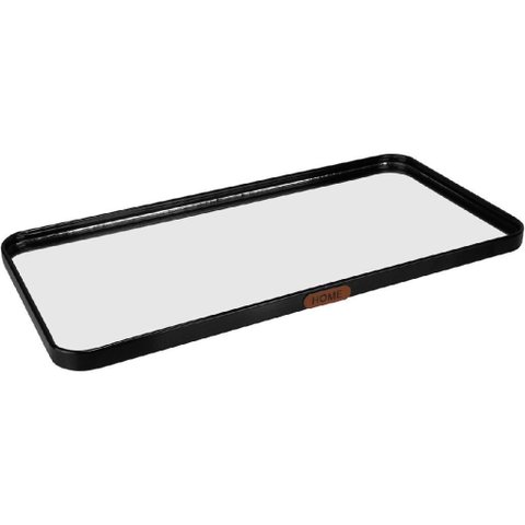 Bandeja Decorativa de Metal Preta 1x40x20cm Servir Mesa Organizar Café Aparador