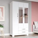 Ver imagem 1 de Guarda-roupa Solteiro Açaí 3 Portas 2 Gavetas com Espelho Flex Branco e Branco/rosa Chá - Henn