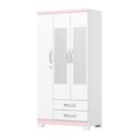 Ver imagem 6 de Guarda-roupa Solteiro Açaí 3 Portas 2 Gavetas com Espelho Flex Branco e Branco/rosa Chá - Henn