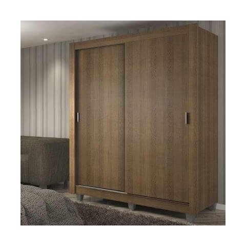 Guarda-Roupa Solteiro Madesa Dallas Plus 2 Portas de Correr 4 Gavetas com Pés Rustic Cor:Rustic