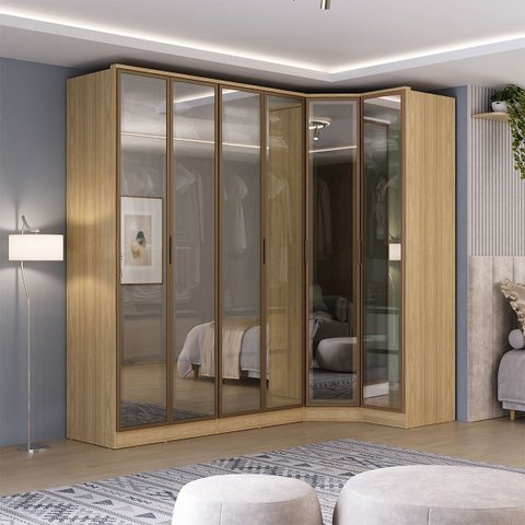 Roupeiro Modulado Ravi Mdf 243,5x232,2cm 6 Portas Reflecta Olmo 1110