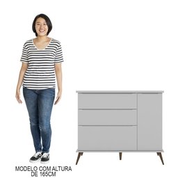 Jogo de Quarto Infantil Guarda Roupa e Cômoda 100% Mdf Melinda Cinza - Phoenix Phoenix Baby - 12