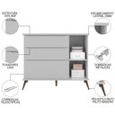 Ver imagem 4 de Jogo de Quarto Infantil Guarda Roupa e Cômoda 100% Mdf Melinda Cinza - Phoenix Phoenix Baby