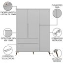 Ver imagem 3 de Jogo de Quarto Infantil Guarda Roupa e Cômoda 100% Mdf Melinda Cinza - Phoenix Phoenix Baby