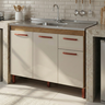 Armário Balcão 120cm para Pia de Cozinha - Ipê Off White - 1