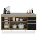 Ver imagem 5 de Balcão Gabinete com Pia Inox 150cm Marrocos Castanho/Preto - Lumil Lumil Móveis