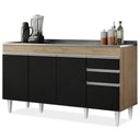 Ver imagem 2 de Balcão Gabinete com Pia Inox 150cm Marrocos Castanho/Preto - Lumil Lumil Móveis