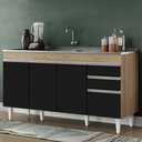 Ver imagem 1 de Balcão Gabinete com Pia Inox 150cm Marrocos Castanho/Preto - Lumil Lumil Móveis