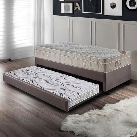 Bicama Box Solteiro Corino Linho 96x203x28 cm com Colchão Airtech Ortobom Molas Ensacadas