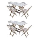 Ver imagem 1 de Kit 2 Conjuntos de Mesa com 4 Cadeiras de Madeira Dobrável 120x70 sem Pintura/Crua