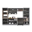 Ver imagem 4 de Cozinha Modulada 5 Peças Torre Quente Cristaleira Balcão com Tampo e 2 Aéreos 100% MDF com Vidro e Rodapé Bari Cinza/Titanio Fosco