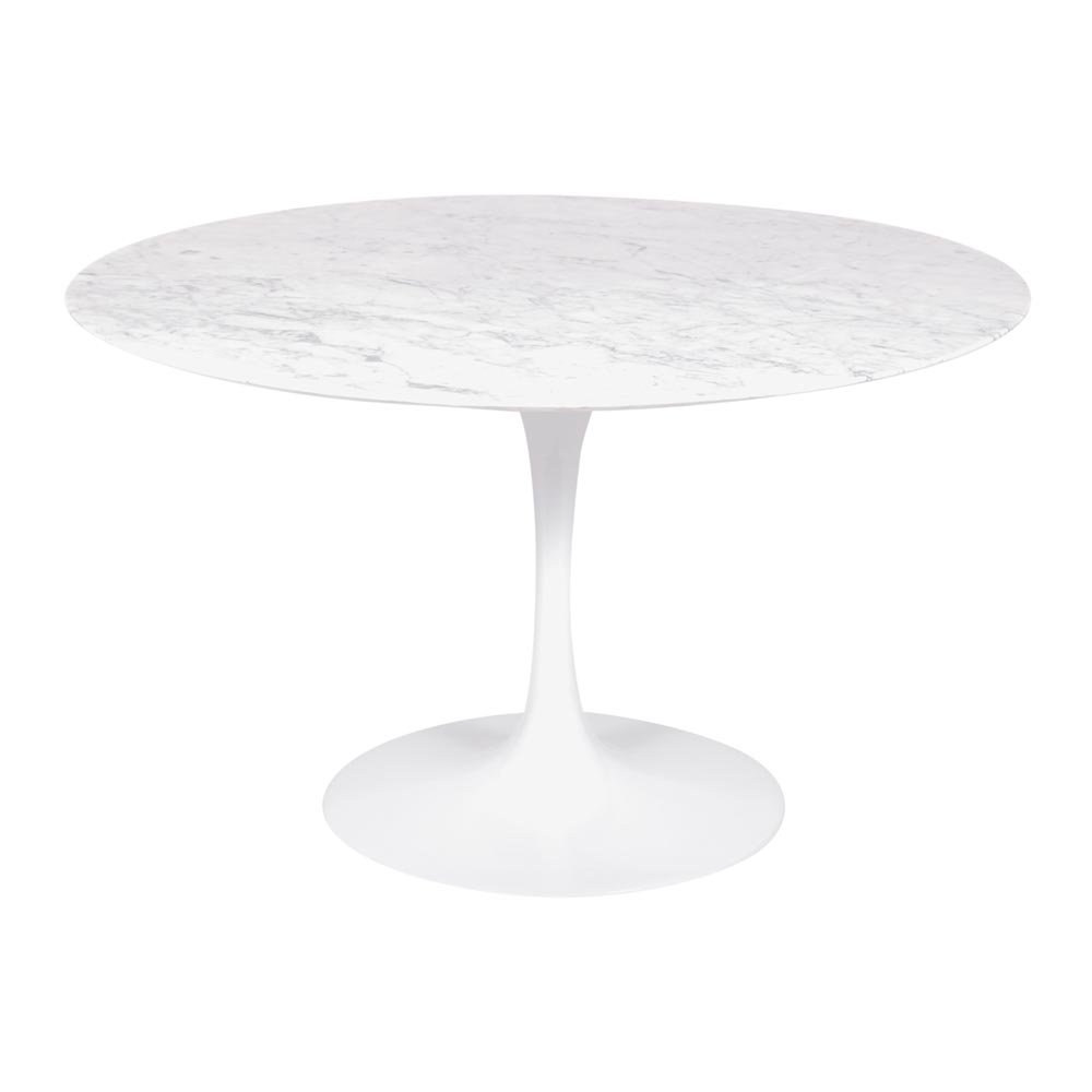 Mesa Saarinen Redonda Carrara 137cm - Base Branca
