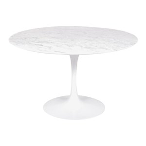 Mesa Saarinen Redonda Carrara 137cm - Base Branca