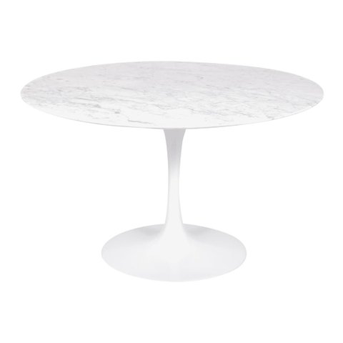Mesa Saarinen Redonda Carrara 137cm - Base Branca