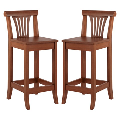 Kit 2 Banquetas Média Madeira Maciça Valentina 36x90Cm Bancada Cozinha Gourmet Verniz Imbuia - RMI