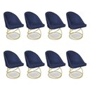 Ver imagem 1 de Kit 08 Cadeiras Poltrona de Jantar Bela Veludo Azul Marinho Base Metálica Luxo Dourado - Pallazio