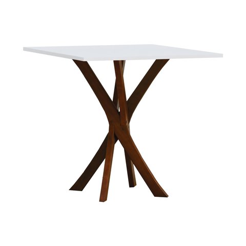 Mesa de Jantar Tiê Tampo Quadrado 80x80 Amêndoa/Branco