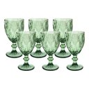 Ver imagem 1 de Jogo 6 Taças de Vidro Diamond Diamante Verde 300ml Água Class Home
