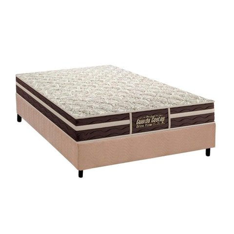Cama Box Casal: Colchão Ortopédico Probel Guarda Costas Extra Firme + Base CRC Suede Clean(138x188