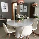 Ver imagem 1 de Mesa De Jantar Cone 120 Cm Tampo De Vidro Laca Branca Branco