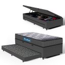 Ver imagem 1 de Cama Box Baú com Auxiliar + Colchão de Espuma D60 Double Face Comfort Force Probel Solteiro 88cm
