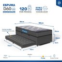 Ver imagem 3 de Cama Box Baú com Auxiliar + Colchão de Espuma D60 Double Face Comfort Force Probel Solteiro 88cm