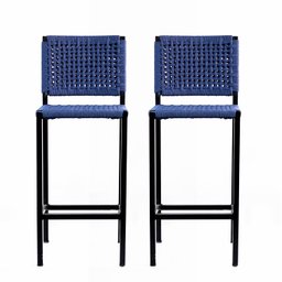 Banqueta Corda Náutica – Preta Azul – Kit 4 – Varanda, Gourmet e Living - 2