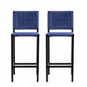 Ver imagem 2 de Banqueta Corda Náutica – Preta Azul – Kit 4 – Varanda, Gourmet e Living