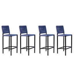 Banqueta Corda Náutica – Preta Azul – Kit 4 – Varanda, Gourmet e Living - 1