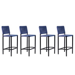 Banqueta Corda Náutica – Preta Azul – Kit 4 – Varanda, Gourmet e Living