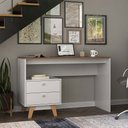 Ver imagem 1 de Mesa Escrivaninha 2 Gavetas Office Branco/nogal - Hecol