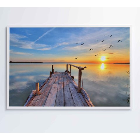 Quadro Nuvens na Água - 120x80 Cm - Adesivo Fotográfico