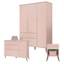 Ver imagem 1 de Cômoda e Guarda Roupa com Mesa de Apoio Alice Rosa Acetinado - Phoenix baby