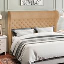 Ver imagem 2 de Kit Cabeceira Cama Box Queen 160 Cm Madrid com Puff Recamier Santorini Bouclê Mostarda - Lyam Decor
