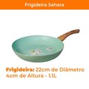 Ver imagem 5 de Frigideira Antiaderente Revestimento Cerâmica 22cm Sahara Chama Verde - Casambiente