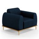 Ver imagem 1 de Poltrona Decorativa Base De Madeira Com Pés D'Ouro Molino D02 Veludo Azul Oxford C-304 - Lyam
