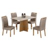 Mesa de Jantar Ambiente Jade 120x80cm Cinamomo Off White com 4 Cadeiras Lara Linho Bege - Valdemóvei - 2
