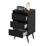 Mesa de Cabeceira Retro 3 Gavetas Preto Wood e J - 3