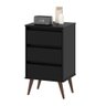 Mesa de Cabeceira Retro 3 Gavetas Preto Wood e J - 2